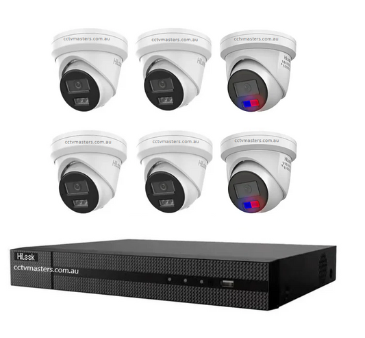 HiLook 6MP Kit 6 Camera Kit with AI IntelliSense, Full-Color Built-in Audio, 8CH 4K NVR