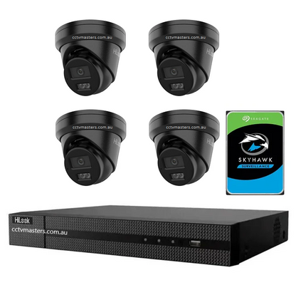 HiLook 8MP Kit 4 x IPC-T282H-MU-B Camera with IntelliSense, Built-in Mic, 4CH 4K NVR