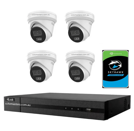 HiLook 6MP Kit 4 x IPC-T262H-MU Camera with IntelliSense, Built-in Mic, 4CH 4K NVR