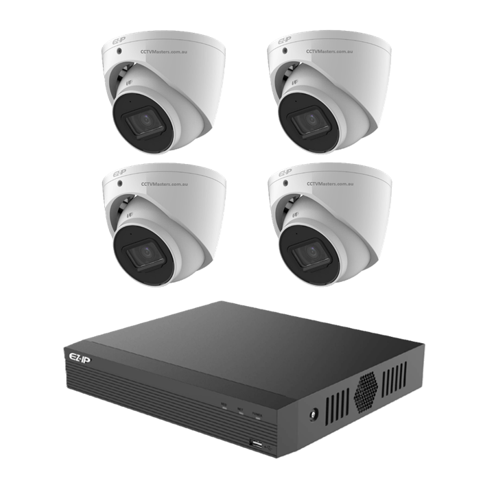 EZ-IP Camera Kit including 4x 6MP cameras and 8CH NVR with 2TB HDD for high definition monitoring