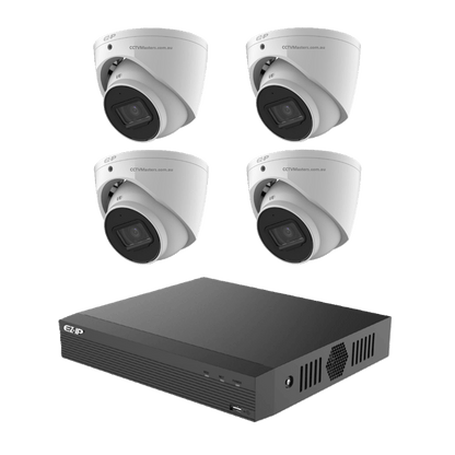 EZ-IP Camera Kit including 4x 6MP cameras and 8CH NVR with 2TB HDD for high definition monitoring