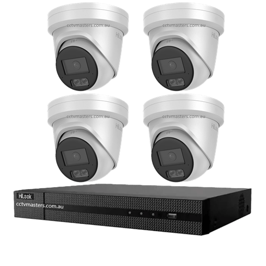 HiLook Pro 6MP Camera Kit featuring 4 IPC-T561H-MU cameras and 4CH 4K NVR for enhanced security.