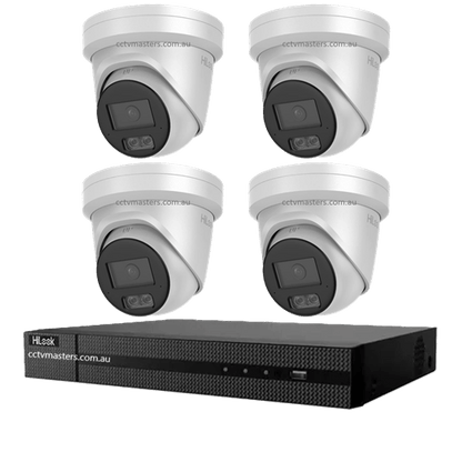 HiLook Pro 6MP Camera Kit featuring 4 IPC-T561H-MU cameras and 4CH 4K NVR for enhanced security.