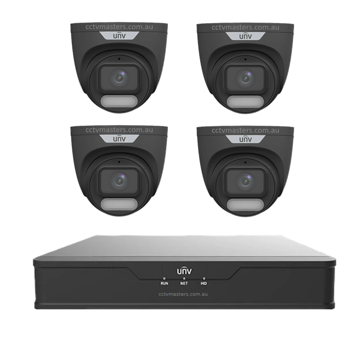 UNV CCTV Kit 4 x 6MP Turret ColorHunter with WiseISP Camera 4CH NVR