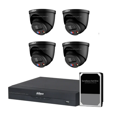 Dahua AI Active Deterrence Camera Kit, 4 x 8MP Full-colour 4CH AI Smart 4.0 NVR Ultra 4K