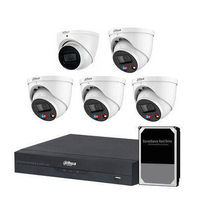 Dahua AI Active Deterrence Camera Kit, 4 x 6MP Full-colour, 1 x 6MP SMD, 8CH AI Smart NVR Ultra 4K