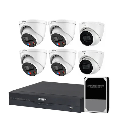 Dahua AI Active Deterrence Camera Kit, 4 x 8MP Full-Colour, 2 x 8MP WizSense, 8CH AI Smart NVR Ultra 4K