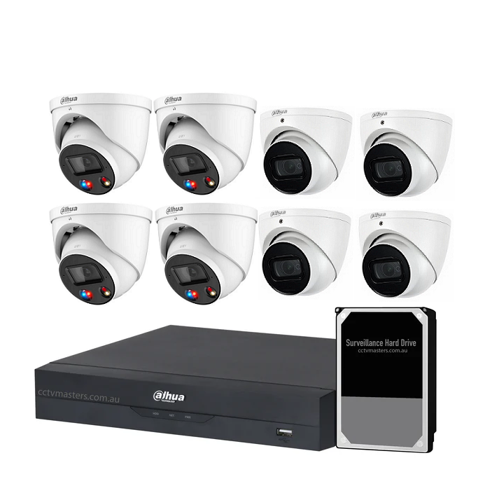 Dahua AI Active Deterrence Camera Kit, 4 x 6MP Full-colour, 4 x 6MP SMD, 8CH AI Smart NVR Ultra 4K