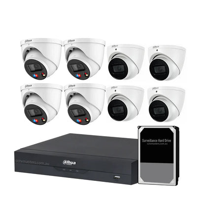 Dahua AI Active Deterrence Camera Kit, 4 x 8MP Full-Colour, 4 x 8MP WizSense, 8CH AI Smart NVR Ultra 4K