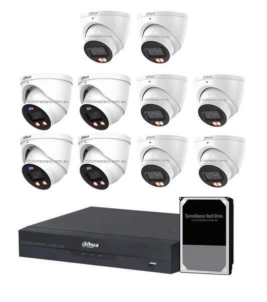 Dahua AI Active Deterrence Camera Kit, 4 x 8MP PRO Full-colour, 6 x 8MP AcuPick, 16CH AI Smart NVR Ultra 4K