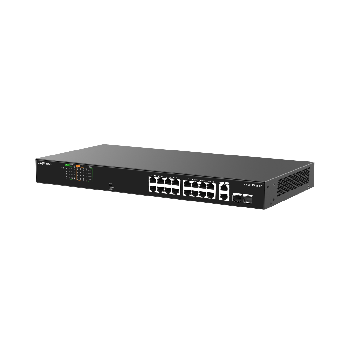 Ruijie Reyee 16-Port 10/100 Mbps with 2-Port 10/100/1000 Mbps, 2 Combo Ports Unmanaged PoE Switch