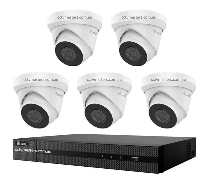 HiLook 4MP Kit 5 x IPC-T240H-MU Camera, 8Ch NVR, HDD Optional