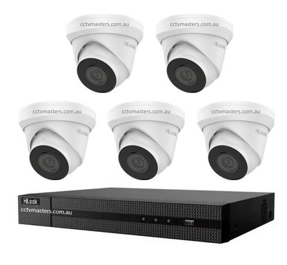 HiLook 4MP Kit 5 x IPC-T240H-MU Camera, 8Ch NVR, HDD Optional