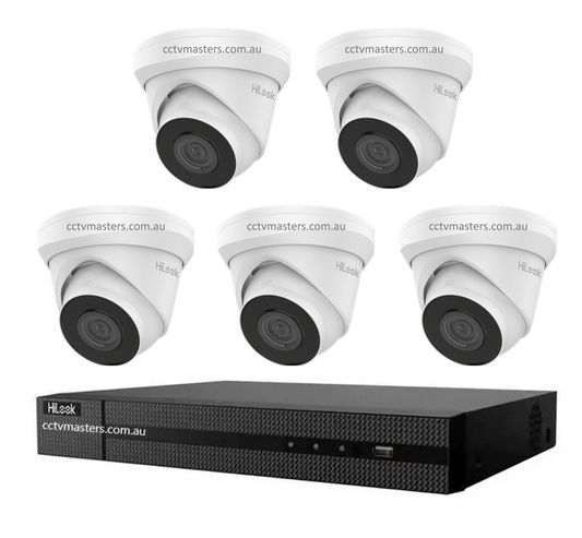 HiLook 4MP Kit 5 x IPC-T240H-MU Camera, 8Ch NVR, HDD Optional