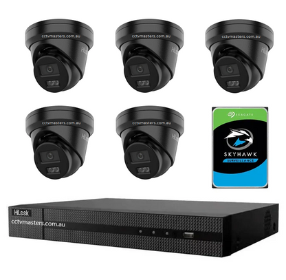 HiLook 8MP Kit 5 x IPC-T282H-MU-B Camera with IntelliSense, Built-in Mic, 8CH 4K NVR