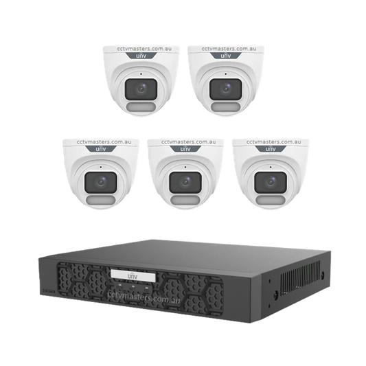 UNV CCTV Kit 5 x 6MP Turret ColorHunter with WiseISP Camera 8CH NVR