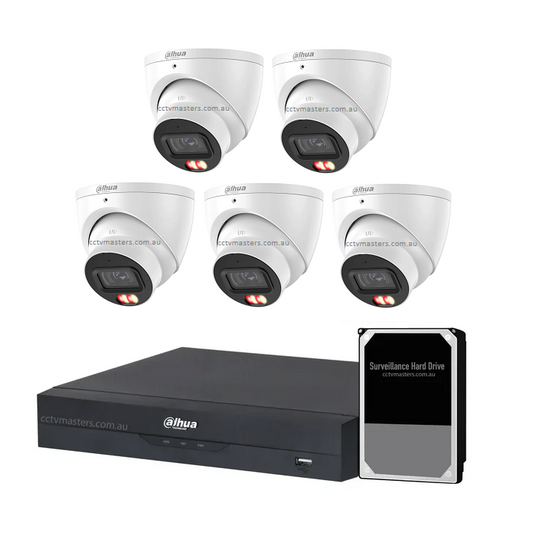 Dahua AI WizSense with Accupick Camera Kit, 5 x 8MP, 8CH AI Smart NVR Ultra 4K