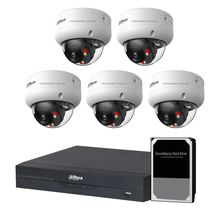 Dahua Accupick Camera Kit, 5 x 8MP AI WizSense with Warm Light, 8CH AI Smart NVR Ultra 4K