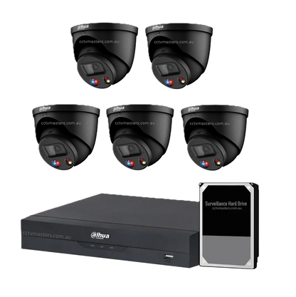 Dahua Camera Kit, 5x8MP TiOC Black Camera, 8Ch AI NVR
