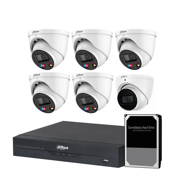 Dahua AI Active Deterrence Camera Kit, 5 x 8MP Full-colour, 1 x 8MP SMD 4.0, 8CH AI Smart NVR Ultra 4K