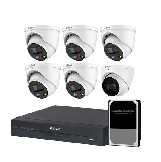 Dahua AI Active Deterrence Camera Kit, 5 x 8MP Full-colour, 1 x 8MP SMD, 8CH AI Smart NVR Ultra 4K