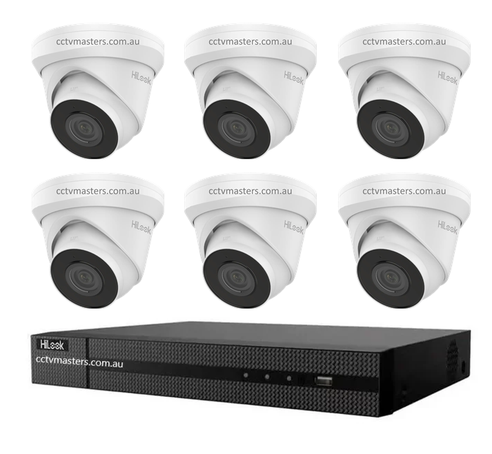 HiLook 4MP Kit 6 x IPC-T240H-MU Camera, 8Ch NVR, HDD Optional