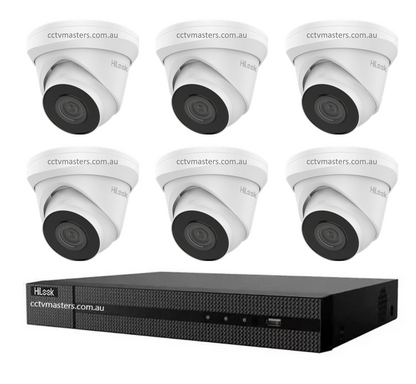 HiLook 4MP Kit 6 x IPC-T240H-MU Camera, 8Ch NVR, HDD Optional
