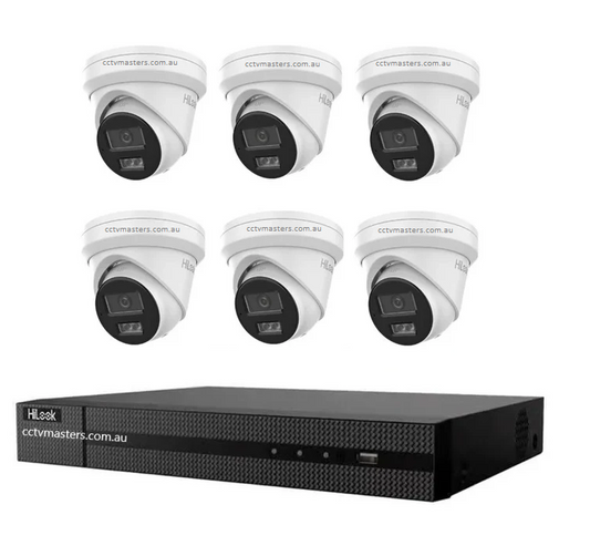 HiLook 6MP Kit 6 x IPC-T361H-MU Smart Dual IR Camera with IntelliSense, Built-in Mic, 8CH 4K NVR