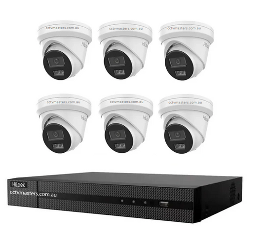 HiLook 6MP Kit 6 x IPC-T262H-MU Smart Dual IR Camera with IntelliSense, Built-in Mic, 8CH 4K NVR