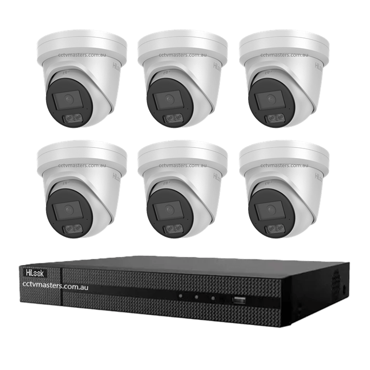 HiLook Pro 6MP Camera Kit with 6 IPC-T561H-MU cameras and 8CH 4K NVR, offering high-quality surveillance and monitoring.