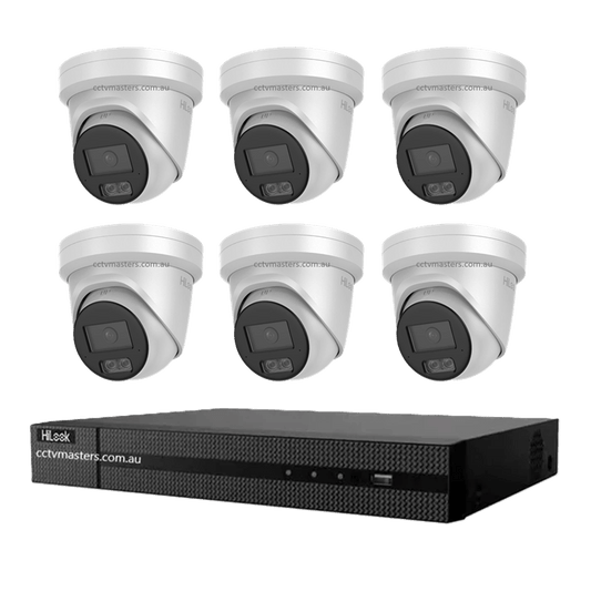 HiLook Pro 6MP Camera Kit with 6 IPC-T561H-MU cameras and 8CH 4K NVR, offering high-quality surveillance and monitoring.