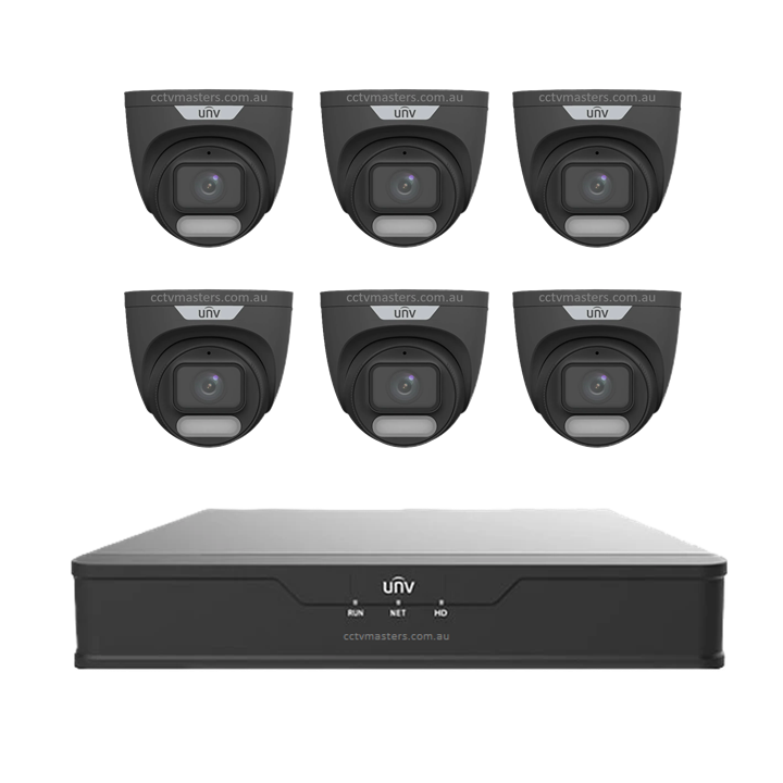 UNV CCTV Kit 6 x 8MP Turret ColorHunter with WiseISP Camera 8CH NVR