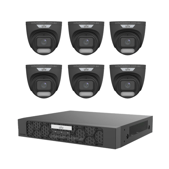 UNV CCTV Kit 6 x 6MP Turret ColorHunter with WiseISP Camera 8CH NVR