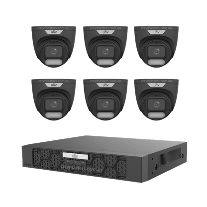UNV CCTV Kit 6 x 6MP Turret ColorHunter with WiseISP Camera 8CH NVR