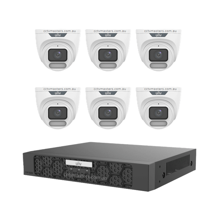 UNV CCTV Kit 6 x 6MP Turret ColorHunter with WiseISP Camera 8CH NVR