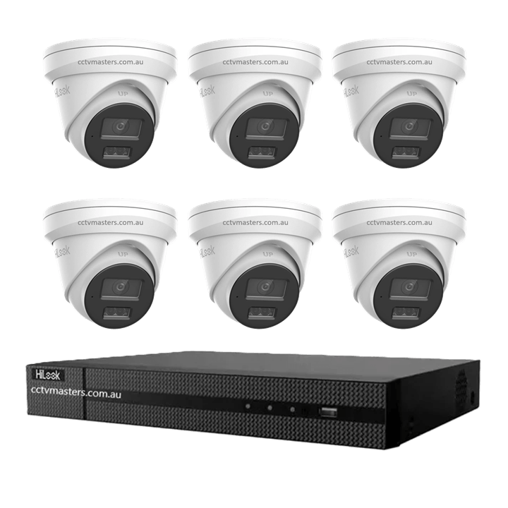 HiLook Pro 6MP Camera Kit featuring 6 IPC-T363H-MU cameras and 8CH NVR for high quality surveillance.