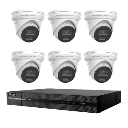 HiLook Pro 6MP Camera Kit featuring 6 IPC-T363H-MU cameras and 8CH NVR for high quality surveillance.
