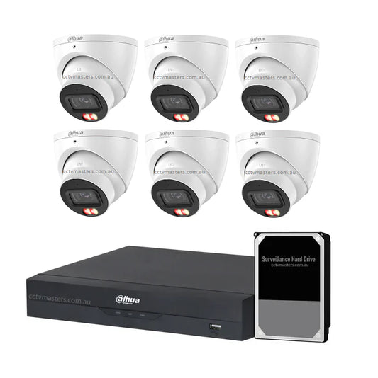 Dahua Accupick Camera Kit, 6 x 6MP AI WizSense with Warm Light, 8CH AI Smart NVR Ultra 4K