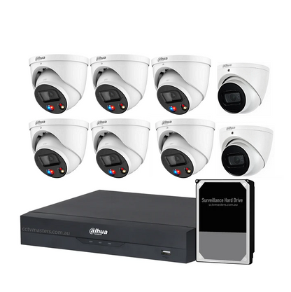 Dahua AI Active Deterrence Camera Kit, 6 x 8MP Full-colour, 2 x 8MP SMD, 8CH AI Smart NVR Ultra 4K