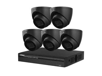 Dahua Camera Kit, 5 x 5MP WizSnse Starlight IR Bundle 8CH AI NVR | 5xHDW2541EMP-AS-ANZ-BLK | CCTVMASTERS.COM.AU