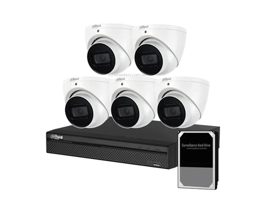Dahua SMD Camera Kit, 5 x 8MP Eyeball WizSafe, 8CH 8MP Ultra 4K NVR