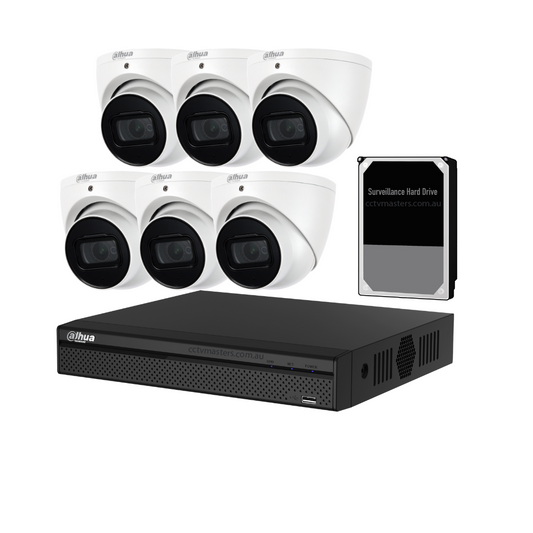 Dahua SMD Camera Kit, 6 x 6MP Eyeball WizSafe, 8CH 8MP Ultra 4K NVR