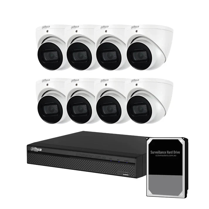 Dahua Camera Kit, 8 x 8MP AI WizSense SMD 4.0, 8CH AI Smart NVR Ultra 4K