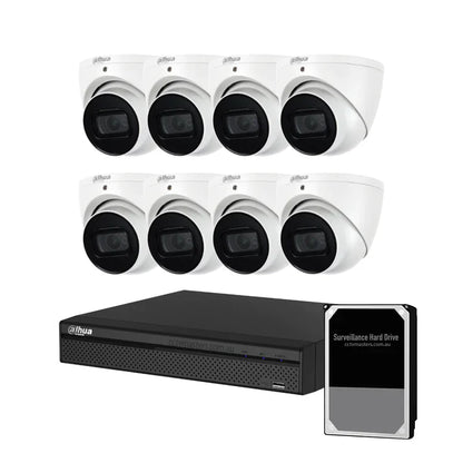Dahua Camera Kit, 8 x 8MP AI WizSense SMD 4.0, 8CH AI Smart NVR Ultra 4K
