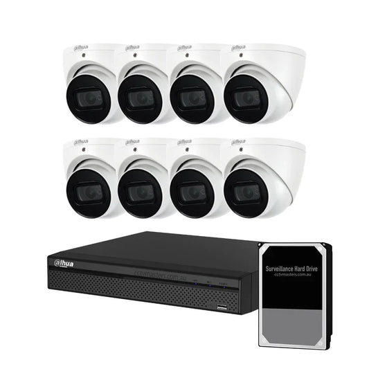 Dahua Camera Kit, 8 x 8MP AI WizSense SMD 4.0, 8CH AI Smart NVR Ultra 4K
