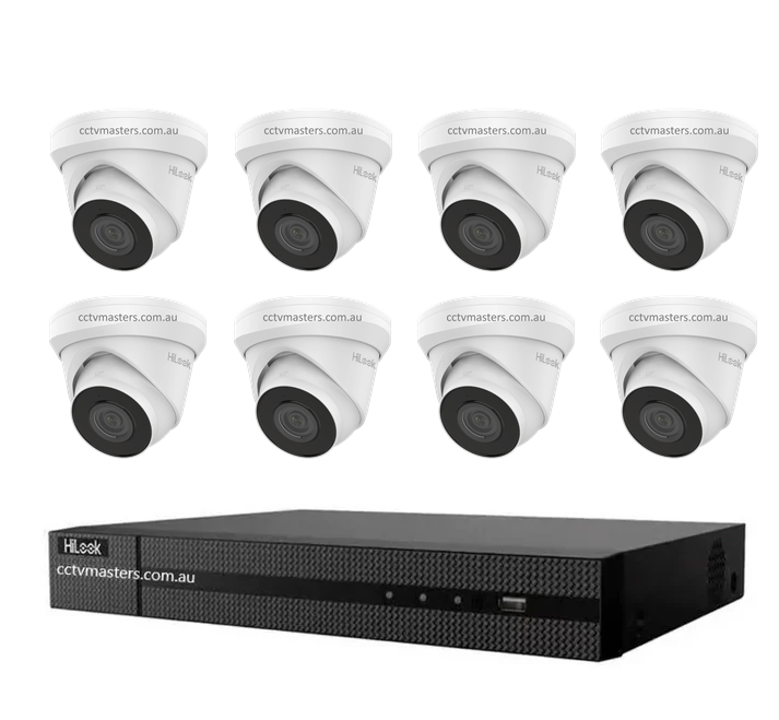 HiLook 4MP Kit 8 x IPC-T240H-MU Camera, 8Ch NVR, HDD Optional