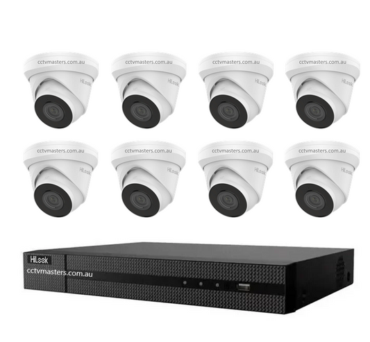 HiLook 4MP Kit 8 x IPC-T240H-MU Camera, 8Ch NVR, HDD Optional