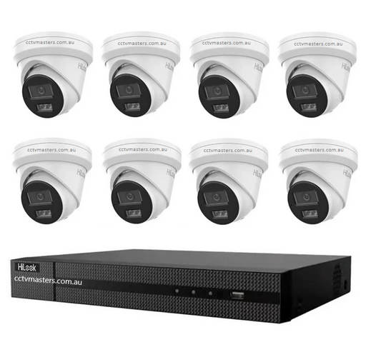 HiLook 6MP Kit 8 x IPC-T262H-MU Smart Dual IR Camera with IntelliSense, Built-in Mic, 8CH 4K NVR