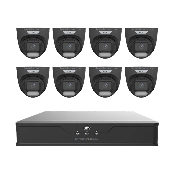 UNV CCTV Kit 8 x 6MP Turret ColorHunter with WiseISP Camera 8CH NVR