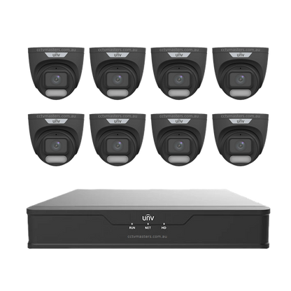 UNV CCTV Kit 8 x 6MP Turret ColorHunter with WiseISP Camera 8CH NVR